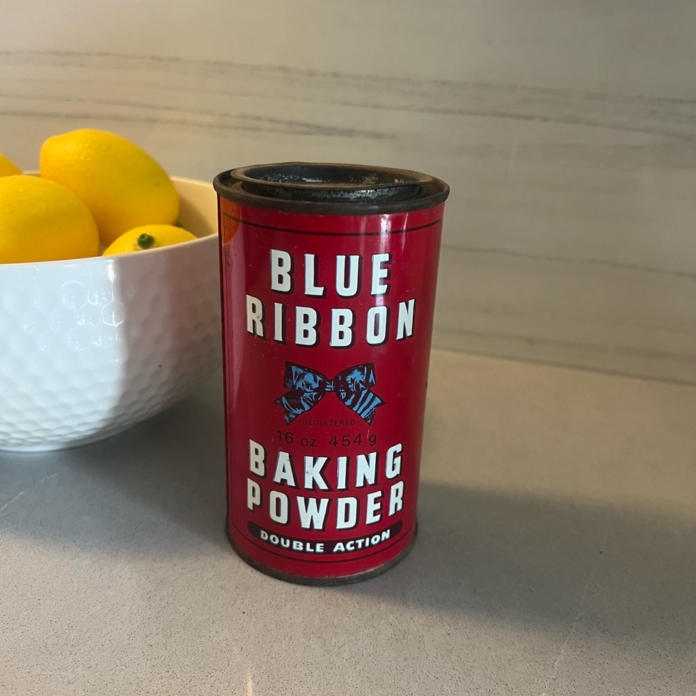 Blue Ribbon  Baking Powder Tin‎ 16oz 454- Vintage Brooke Bond Food Ltd